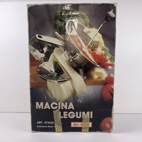 Macina Legumi 18/10 Stainless Steel Veg Food Mill Made in Italy w/Original Box