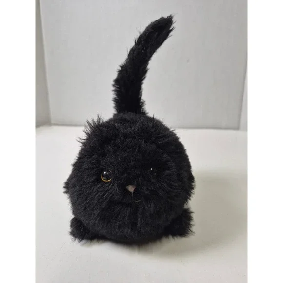 Jellycat London Black Kitten Plush Round Shaggy caboodle Stuffed Animal Cat