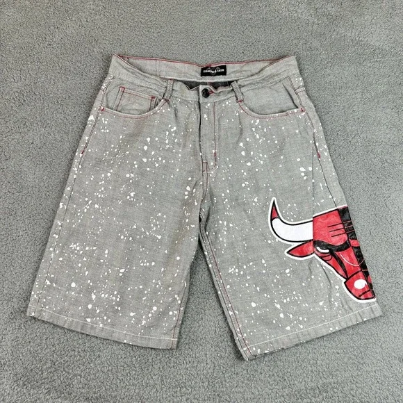 Diamond‎ Stash Shorts Mens Size 36 Gray & White Paint Splatter Chicago Bulls