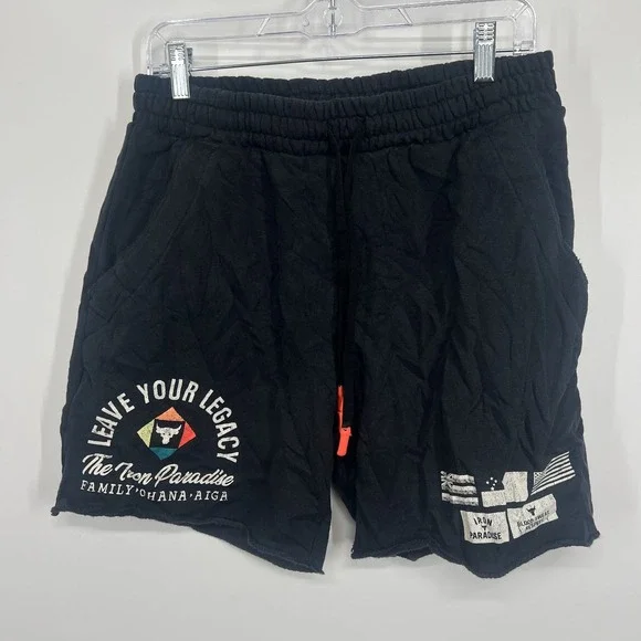 Under Armour Project Rock Heavyweight Terry Shorts Mens Black L Legacy Ohana