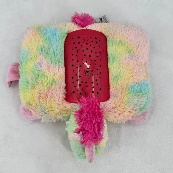 Pillow Pets Dream Lites Rainbow Unicorn Nightlight Plush Tie Dye Star Projector