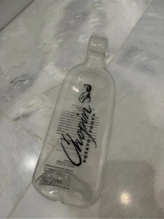 Clear Chopin Vodka Bottle Serving Tray Spoon Rest Decor
