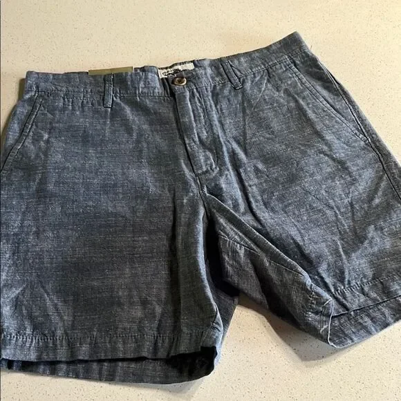 NWT Goodfellow & Co Linden Chambray Blue Flat Front Shorts Size 30/7