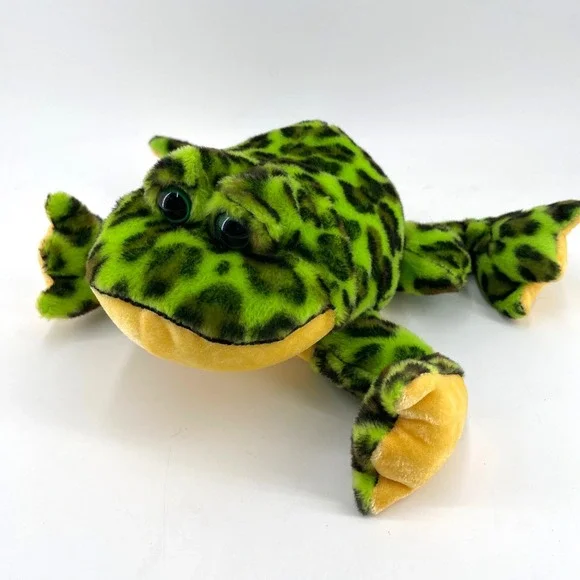 Ganz Webkinz Bull Frog Plush Neon Green Spotted Stuffed Animal Toy 9