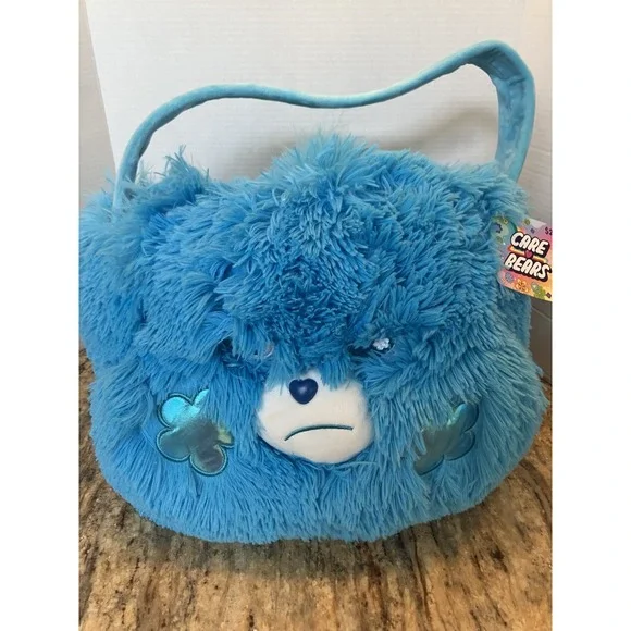 NEW Y2K The Care Bears Blue Grumpy Bear Head Easter Basket Plush Toy NWT Jumbo