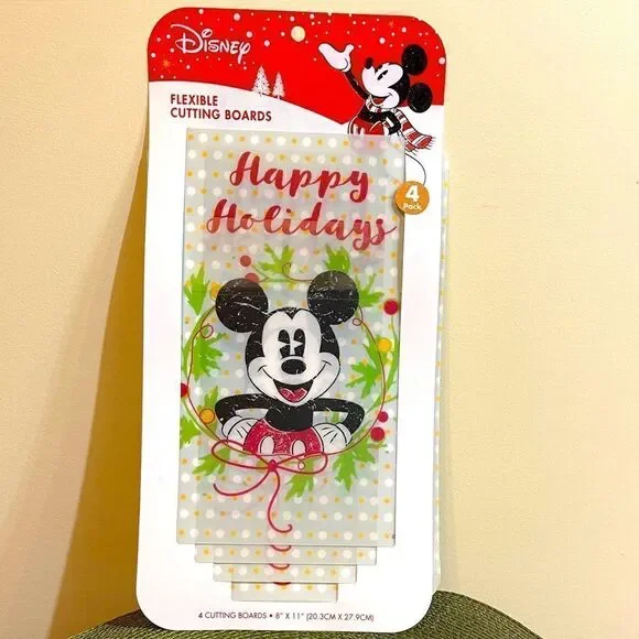 Disney Mickey Mouse Christmas flexible cutting boards set of 4 NWT