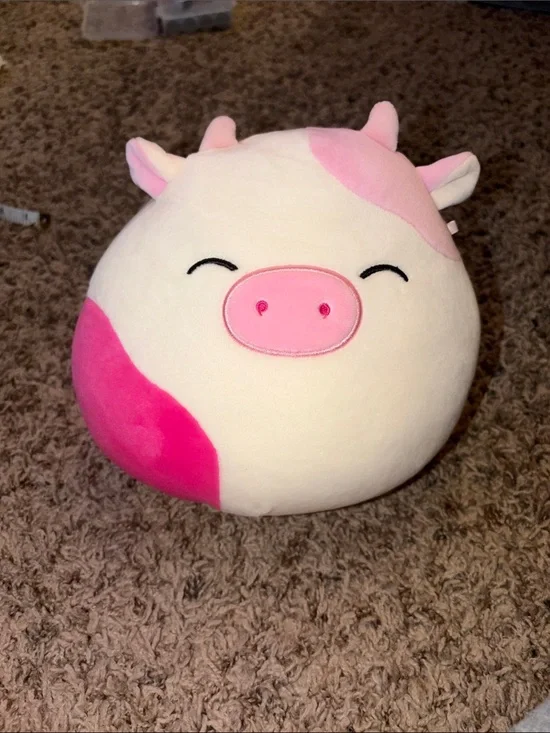 Squishmallows 8” Caedyn Pink & White Cow Plush Closed Eyes NWOT