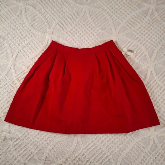 Pink‎ Tartan Tiffany Red Pleated A-Line Stretch Skirt Womens Size 8 Pockets NWT