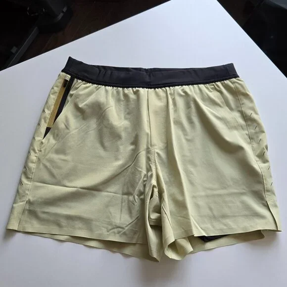 Ten Thousand Men's Athletic Shorts in Pale Yellow with Black Waistband