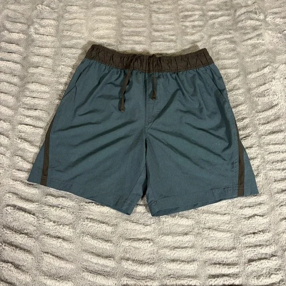 LEG3ND Mens Athletic Shorts Teal Blue Gray Trim Pockets FA50191 Size S