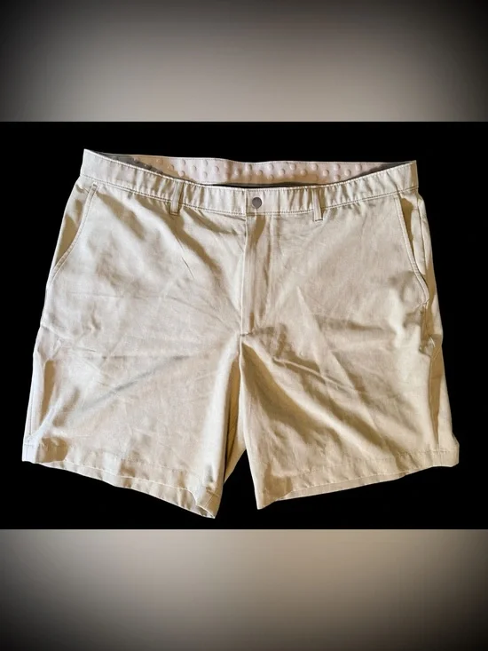 Alfani Mens 40 Tech Golf Shorts Tan Beige Stretch Performance Flat Front
