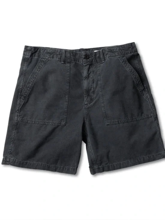 Outerknown Seventyseven Cord Utility Shorts Charcoal Gray Organic Cotton 30