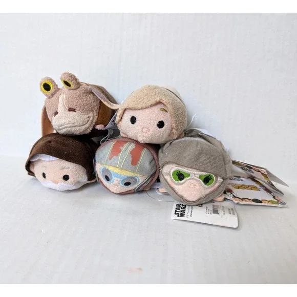 Disney Star Wars Tsum Tsum Plush lot of 5 Obi-Wan Anakin Jar Jar Rey Luke