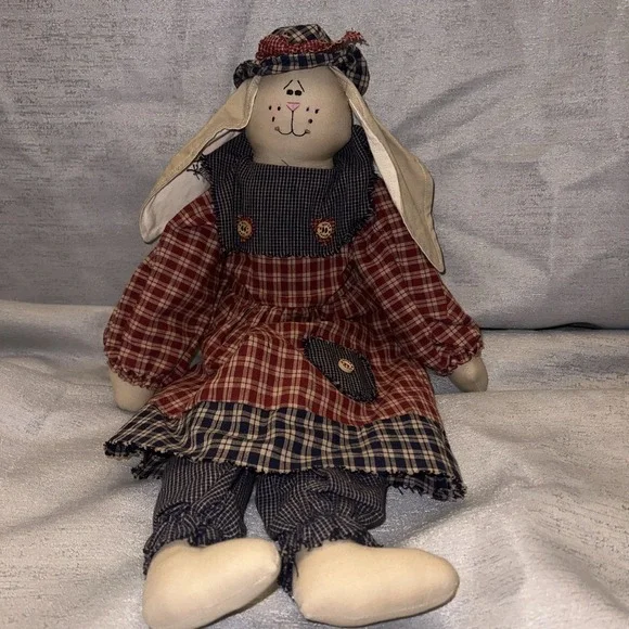 Gen-Yoo-Wine BOYDS Collectible Bunny Doll - Retired country Gingham Rabbit vntg