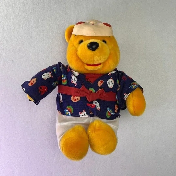 VTG Winnie The Pooh Plush Kimono‎ Yukata Mask Tokyo Disney Japan