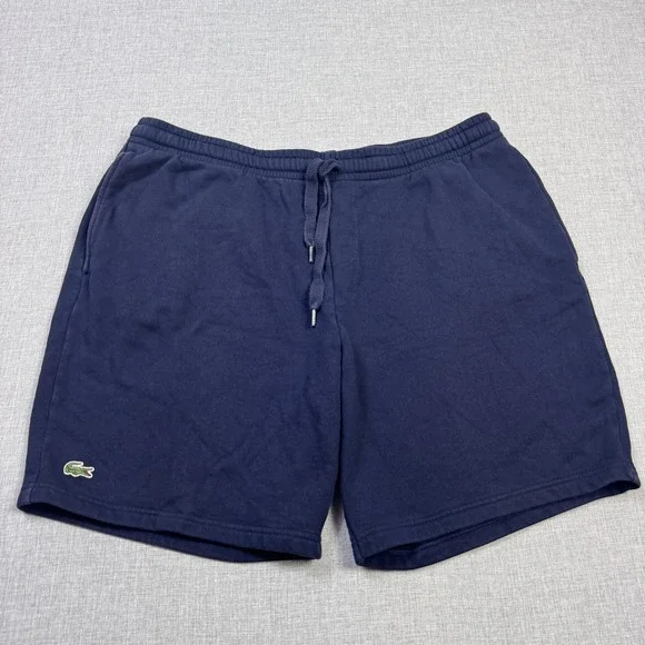 Lacoste Sport‎ Fleece Shorts Mens 2XL Blue Athletic Drawstring Pockets 7 Inseam