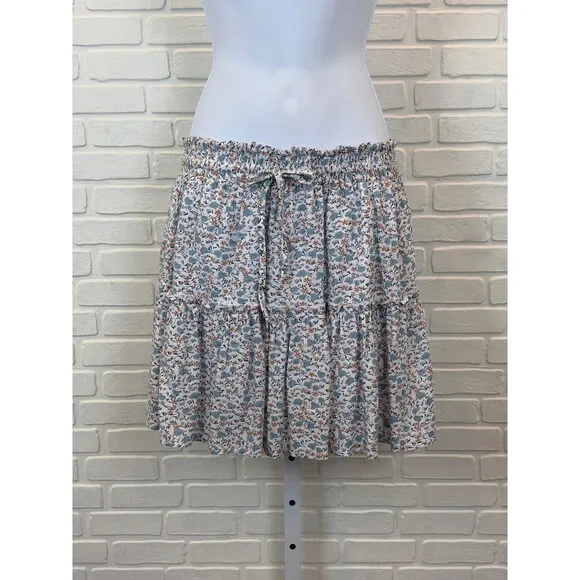 Alelly Floral Tiered Mini Skirt Blue Multi Small