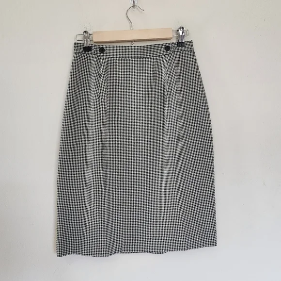 Vintage Ann Taylor Houndstooth Business/ Office Wear Knee Length Skirt sz 4