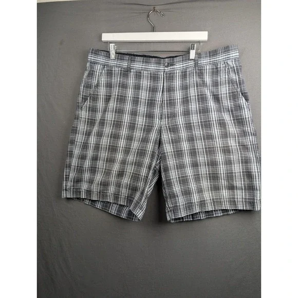 Greg Norman for Tasso Elba Mens Plaid Golf Shorts Grey Size‎ 38 Flat Front