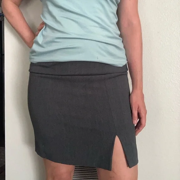 Classiques Entier Wool Blend Gray Midi Slit Skirt Size 10