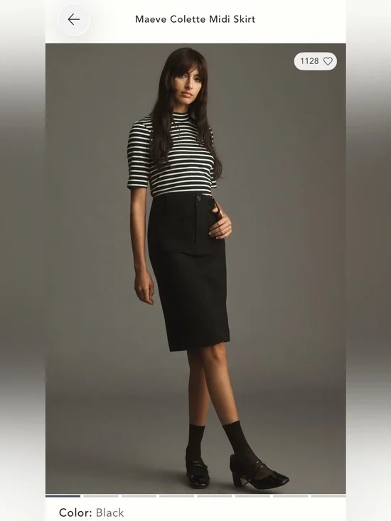 Anthropologie Maeve Colette Pencil Skirt Black Ponte XXS