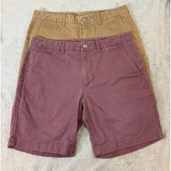 Bonobos Mens 32 (34) Washed Chino Shorts Lot 2 Pair Tan Burgundy Stretch 8