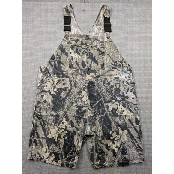 Mossy Oak Bib Overalls Mens 3XL Camo Cargo Hunting Shortalls 11 Inseam USA