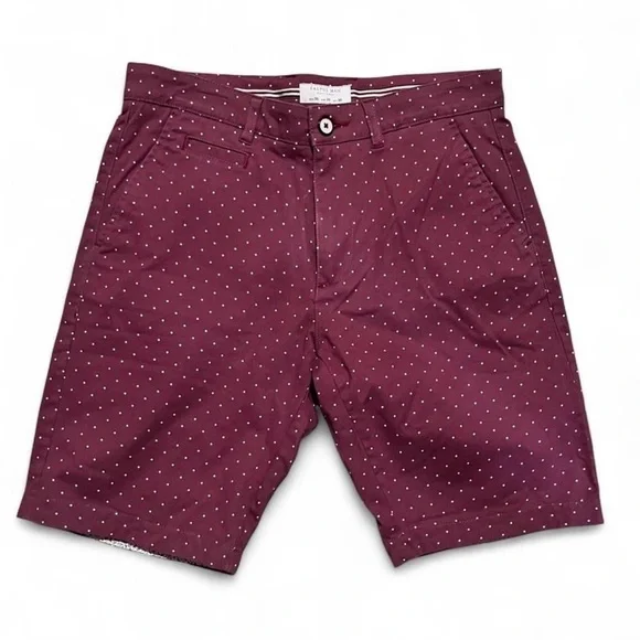Cactus Men’s Maroon Polka Dot Shorts Size 30 – Casual Preppy Printed Shorts