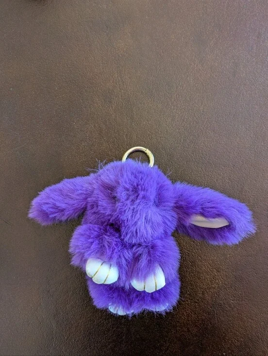 NWOT Soft Purple Bunny Fur Keychain Plush for Kids