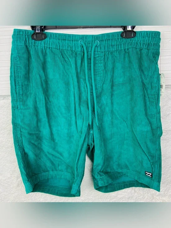 NWT Billabong Teal Athletic Corduroy cotton Drawstring Shorts size large