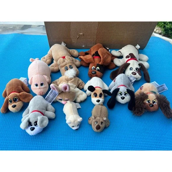 Pound Puppies Plush Lot Mixed Stuffed Animals Dogs Pig Bunny rhino Vintage Style