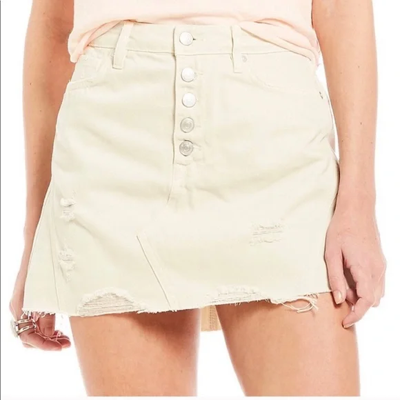 We the free white denim mini skirt free People