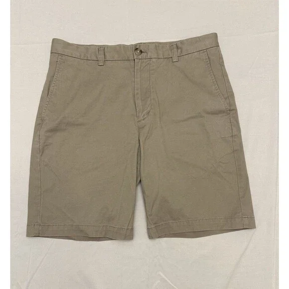 Vineyard Vines 9 Breaker Shorts Mens 32 Beige Cotton Classic Flat Front Uniform