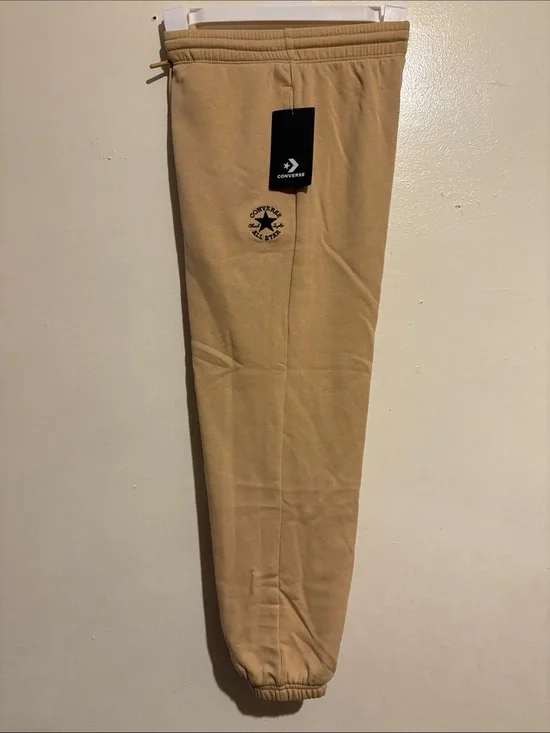 Converse Kids Tan Joggers with Black Star Logo Size M