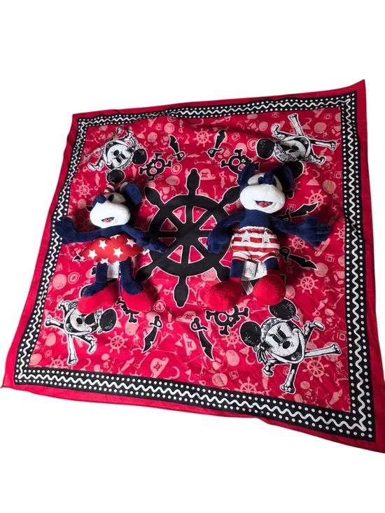 Disney Cruise Line Pirate Bandana + Patriotic Mickey & Minnie Plush Bundle