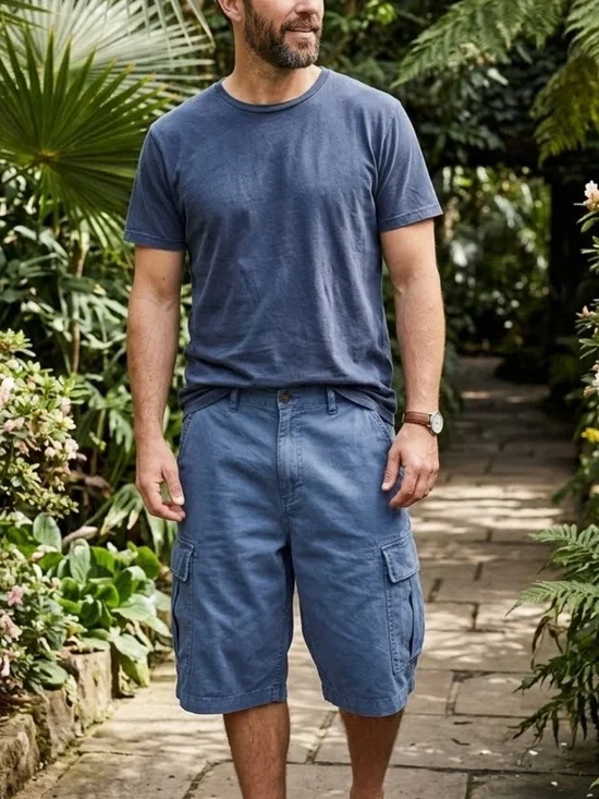 American Eagle Baggy Cargo Short Below The Knee Light Blue Men's 36 NWT