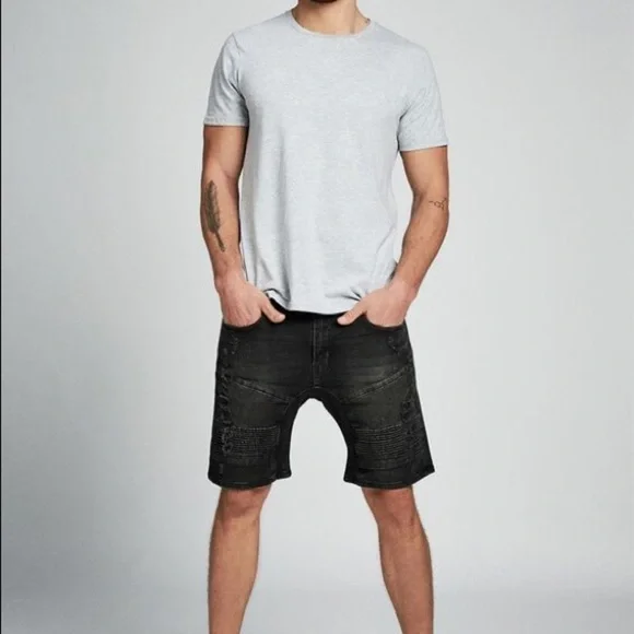 Sz Various Men cotton on  denim jean shorts black