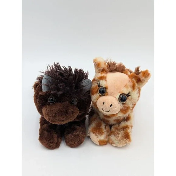 Vintage 1994 The Petting Zoo Slap Bracelet Plush Bison Giraffe Wildlife Lot Set