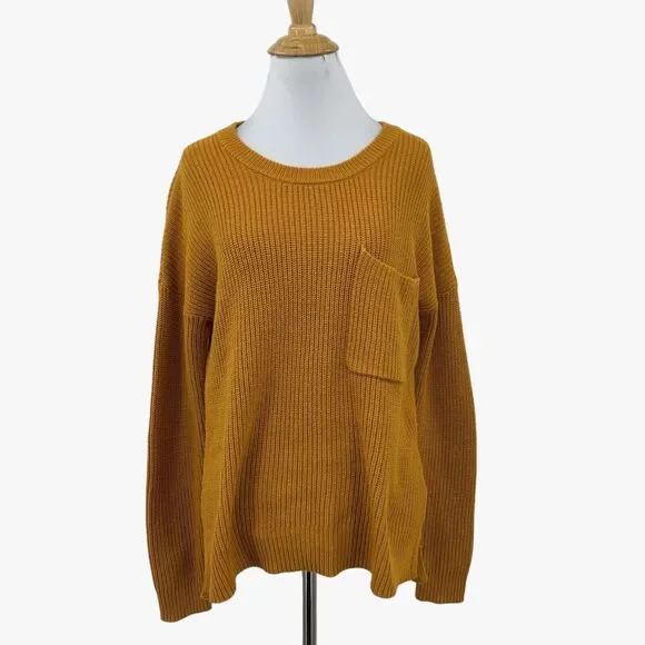 Madewell Sweater Womens XS‎ Extra Small Turmeric Thompson Pocket Pullover Boxy