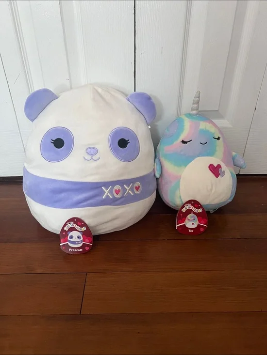 Two Valentine’s Day Squishmallows Prescott and Ter