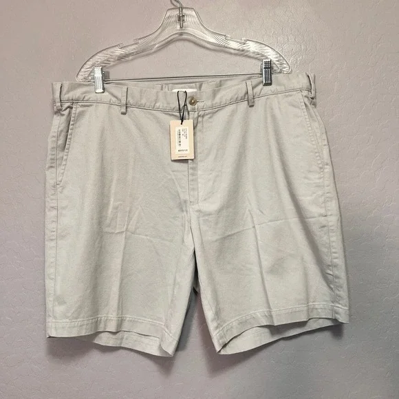 NWT Peter Millar Mens Size 40 Flat Front Chino Shorts Grey Pima Cotton Spandex