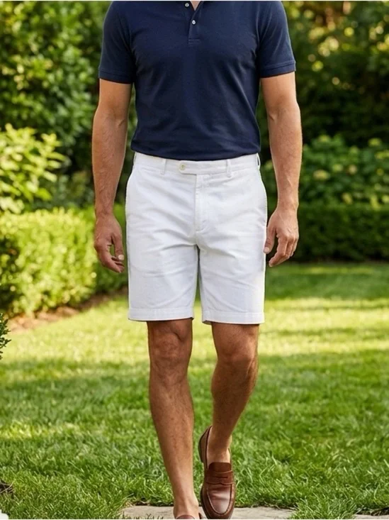 EUC PGA Tour Men’s White 10” Golf Dress Shorts Flat Front - Size 36
