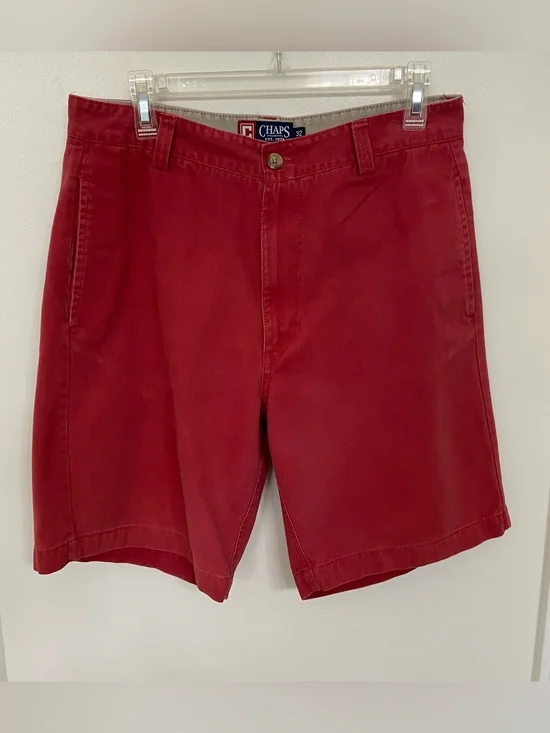 Y2K Chaps Red Chino Shorts Men’s 32 Preppy Cotton Bermuda Golf Shorts