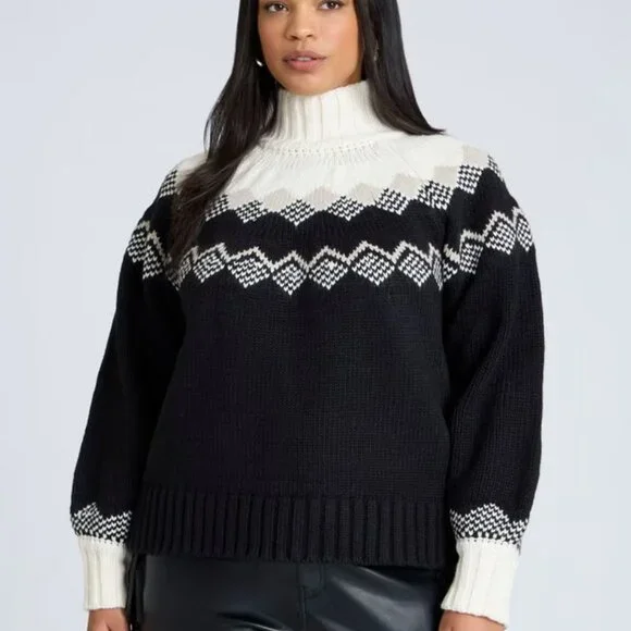 Eloquii Nordic Mockneck Sweater | Size 14/16 | NWT | Cozy Stretch Knit | Easy Fi
