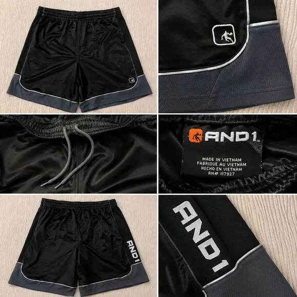 Vintage Y2K And1 Shorts Black Drawstring Basketball Athletic Baggy Workout - 2XL