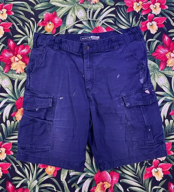 Carhartt Navy Cargo Shorts Stained Size 38