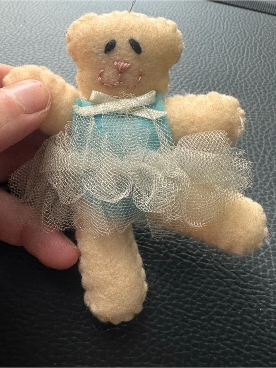 Plush Bear Toy in Cream with Blue Tutu