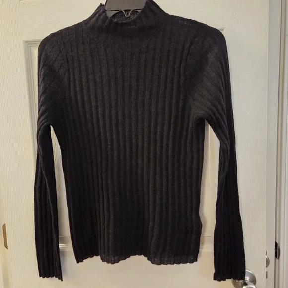 Madewell sz L black lightweight Alpaca Blend Mockneck Sweater Ribbed NWT classic