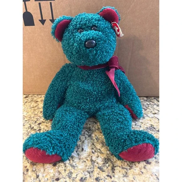 Ty Beanie Buddies‎ Mistletoe the Bear 2001 Green Christmas Plush 14 inch Vintage