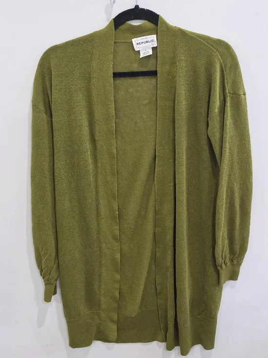 For The Republic Olive Women Excellent Condition Cardigan Sz S LINEN